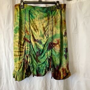 Jayli Women Sz L Tie Dye Isla Skirt Fairy Cut Hem Cinch Tie Boho Hippie Festival